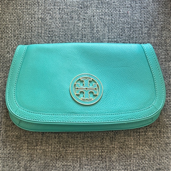 TORY BURCH Teal and Gold Leather Chain Shoulder Bag/Clutch - Picture 12 of 12